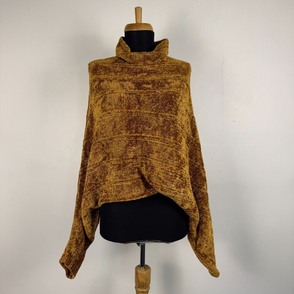Free People Velvet Dreams Boho Pullover Sweater Gold Yellow Mustard Wool Blend S